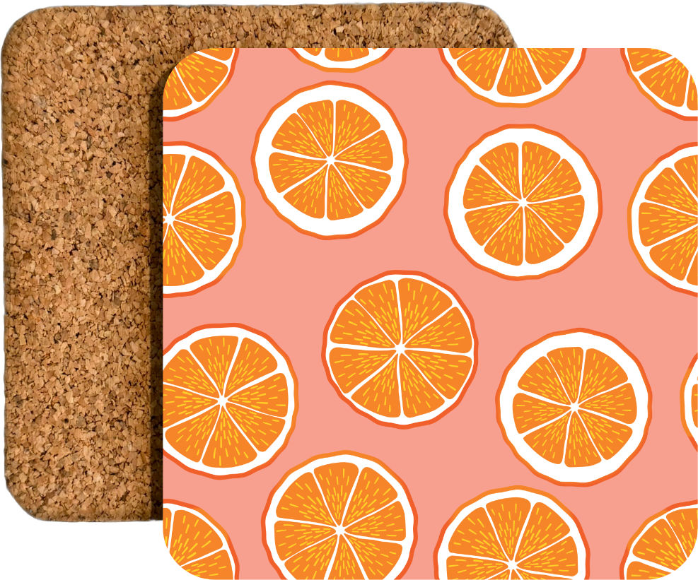 Farbenfrohe Getränkeuntersetzer mit sommerlichen Fruchtmotiven