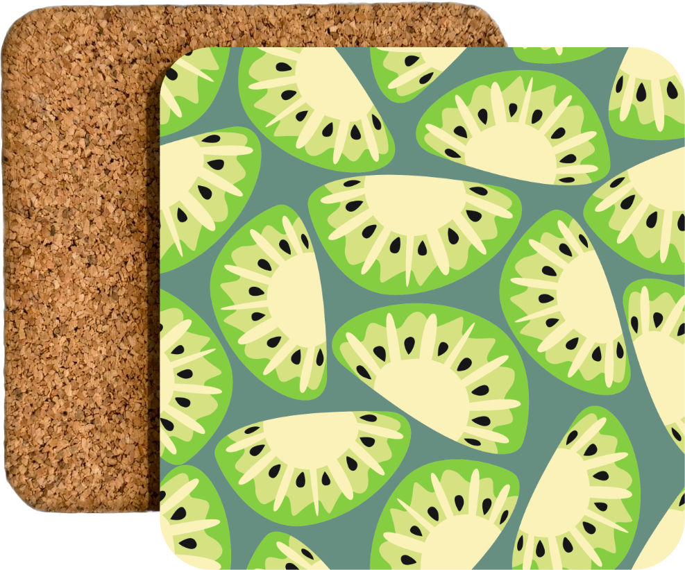 Farbenfrohe Getränkeuntersetzer mit sommerlichen Fruchtmotiven