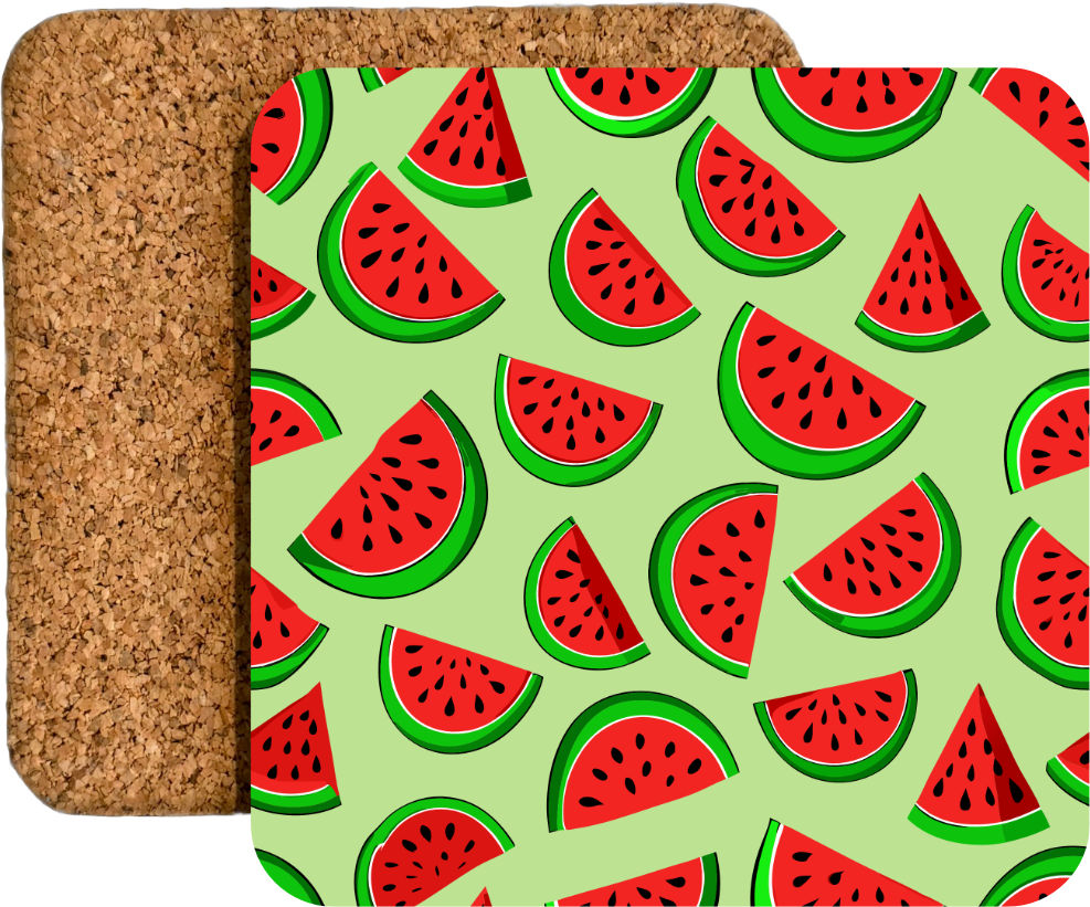 Farbenfrohe Getränkeuntersetzer mit sommerlichen Fruchtmotiven