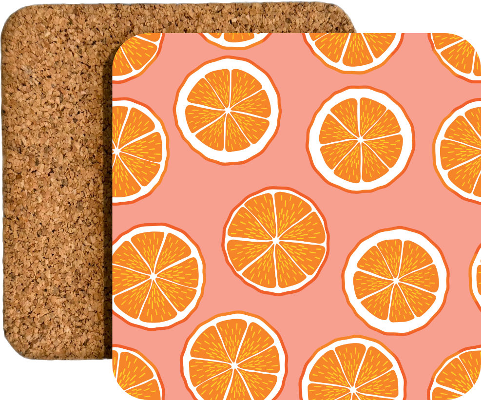 Farbenfrohe Getränkeuntersetzer mit sommerlichen Fruchtmotiven