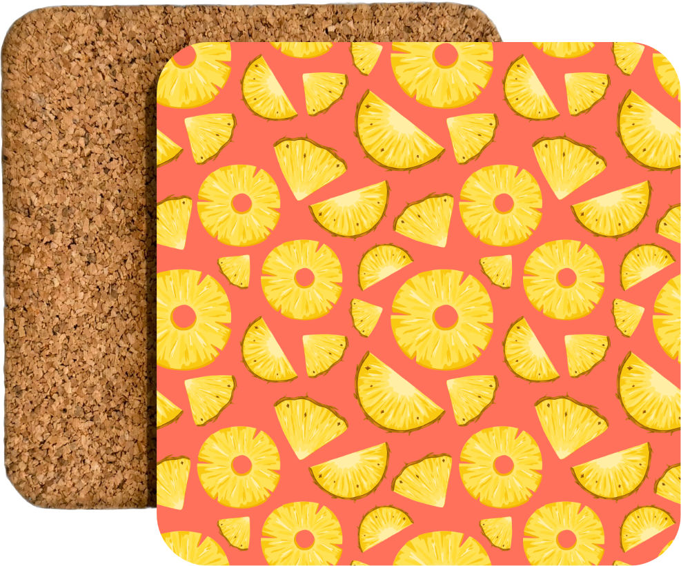 Farbenfrohe Getränkeuntersetzer mit sommerlichen Fruchtmotiven