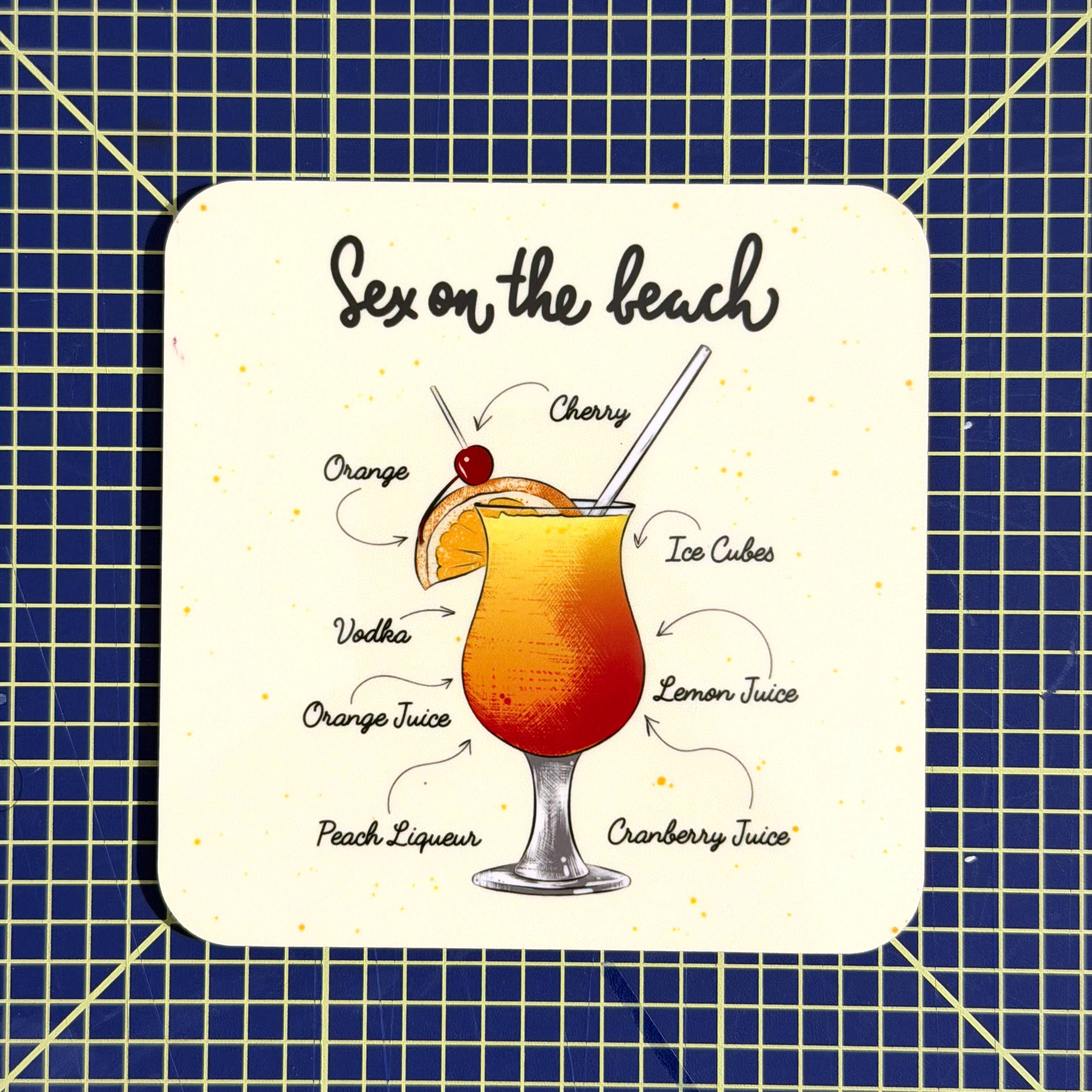 Cocktail Untersetzer mit Rezepten - Bunte untersetzer für Sommer-Deko & Hausbar