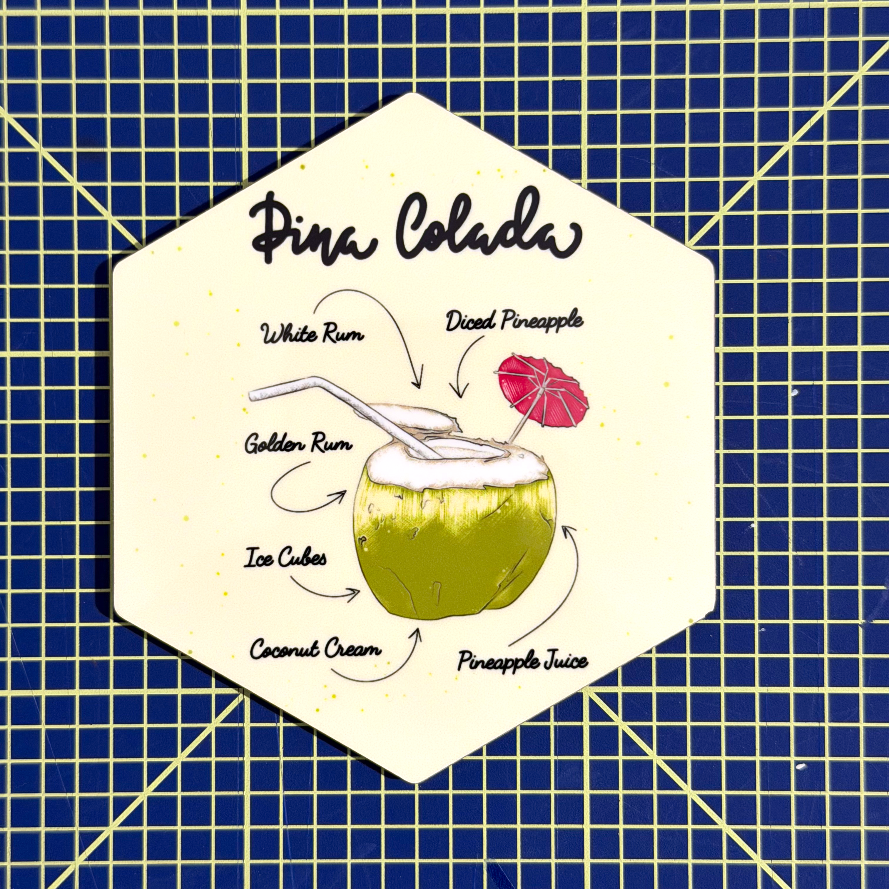 Cocktail Untersetzer mit Rezepten - Bunte untersetzer für Sommer-Deko & Hausbar