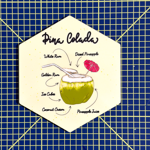 Cocktail Untersetzer mit Rezepten - Bunte untersetzer für Sommer-Deko & Hausbar